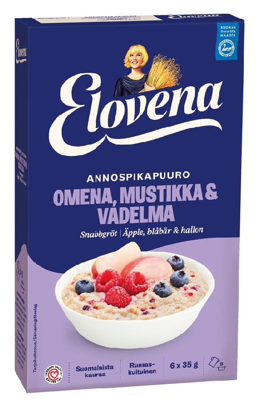 Elovena portion instant porridge apple-blueberry-raspberry 6x35g
